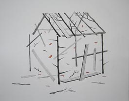 Falling House, pencil drawing