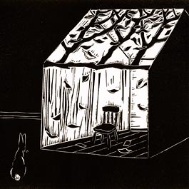 Vignette, Rabbit, linocut