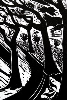 Winter Path, linocut
